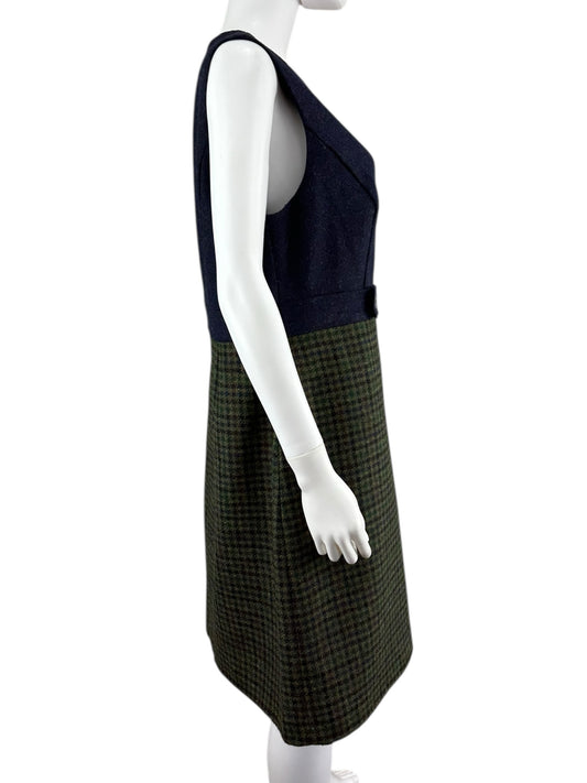 HOBBS LONDON Navy & Green Wool Dress Size 12