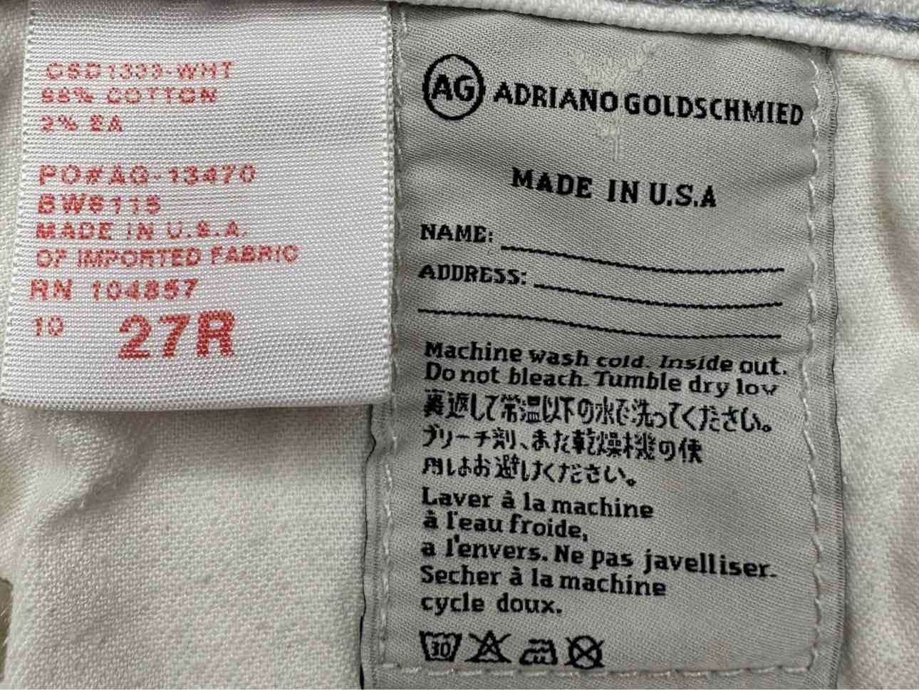 Adriano Goldschmied The Stilt White Jeans Size 27