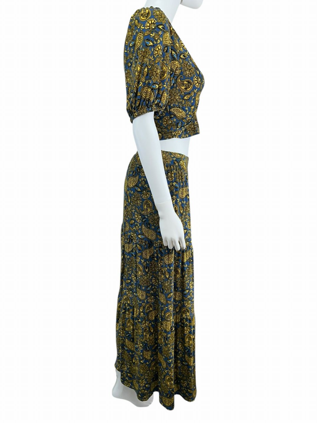 boden Blue Paisley Knot Detail Jersey Knit 2-piece Skirt Set Size 10