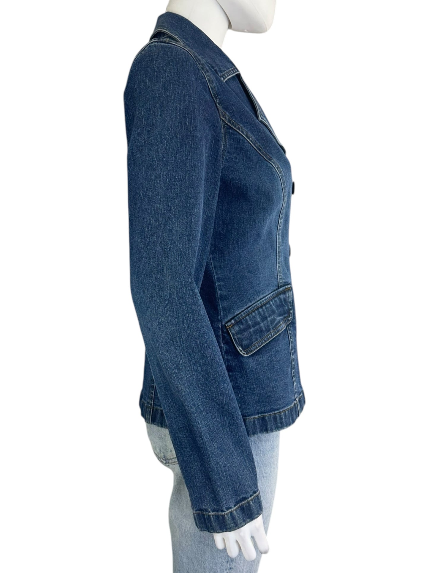 Ann Taylor Blue Denim Double Breasted Jacket Size 2