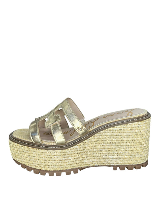 Sam Edelman Gold Laine Espadrille Platform Wedges Size 9