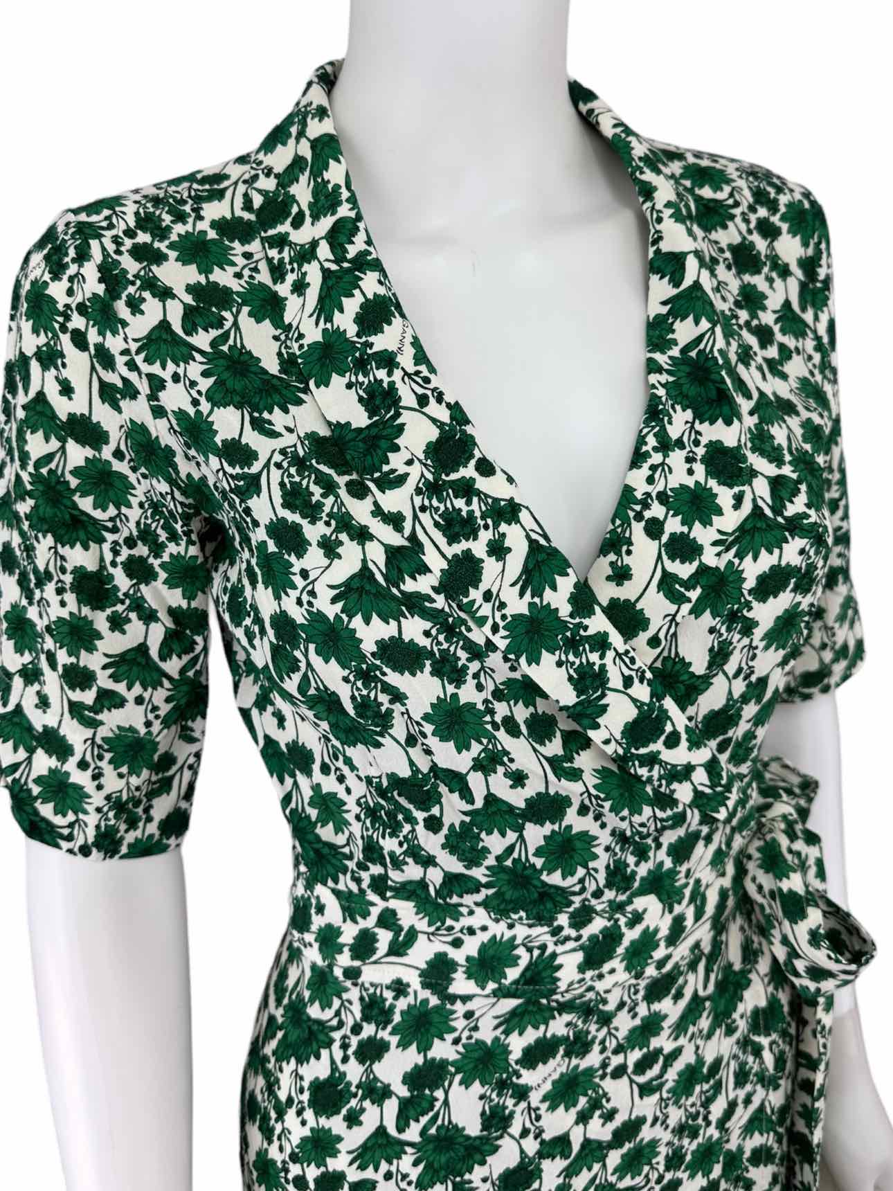 GANNI Green Floral Print Wrap Dress Size S
