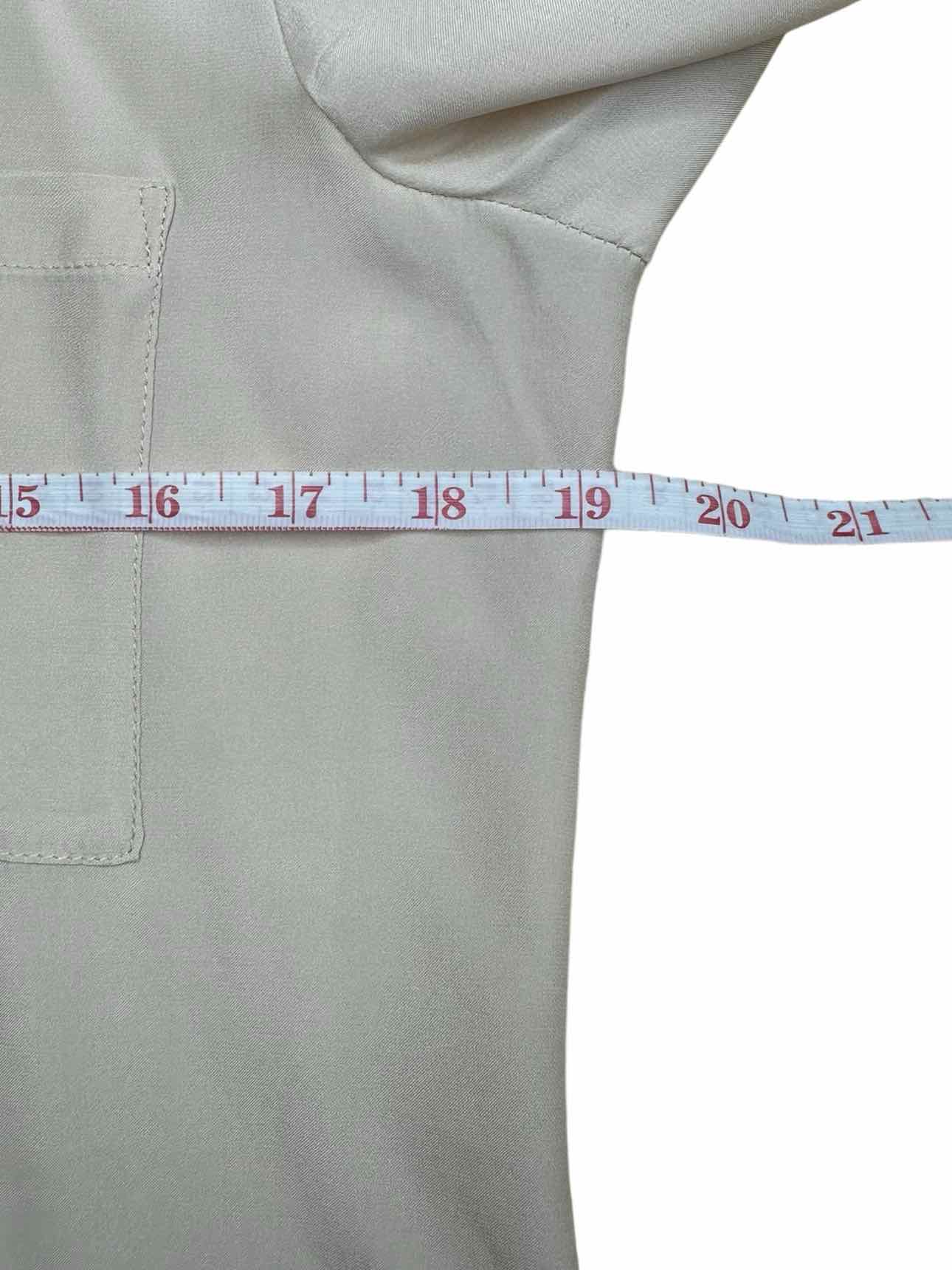 Broadway & Broome Tan 100% Silk Button-down Size S
