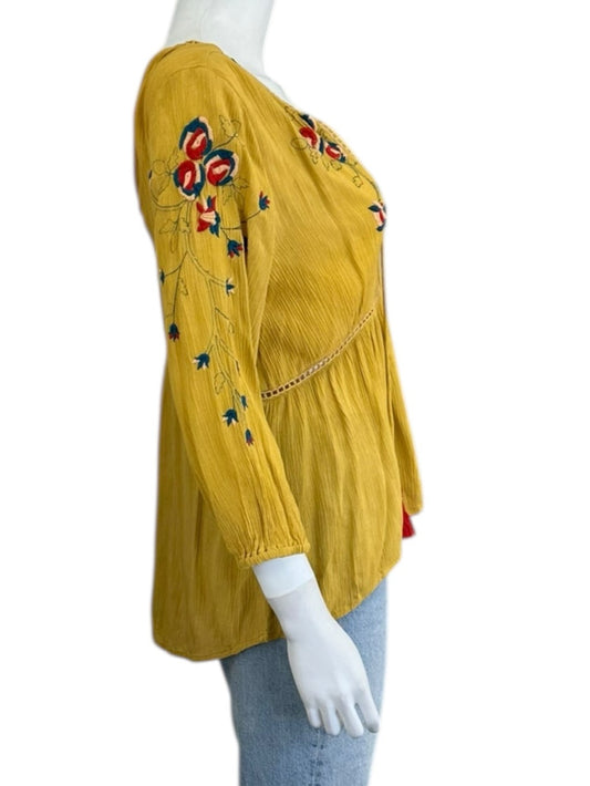 RAGA NWT Yellow Embroidered Blouse Size S