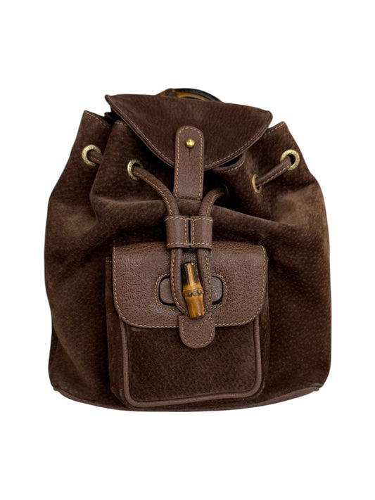 Gucci Vintage Brown Suede Backpack Designer Handbag