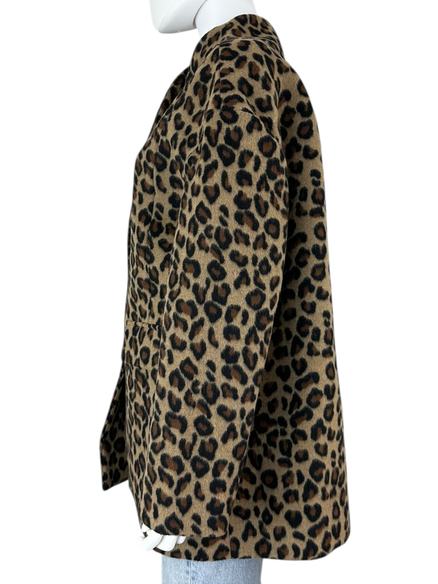 Talbots NWT Brown Leopard Print Wool Coat Size M