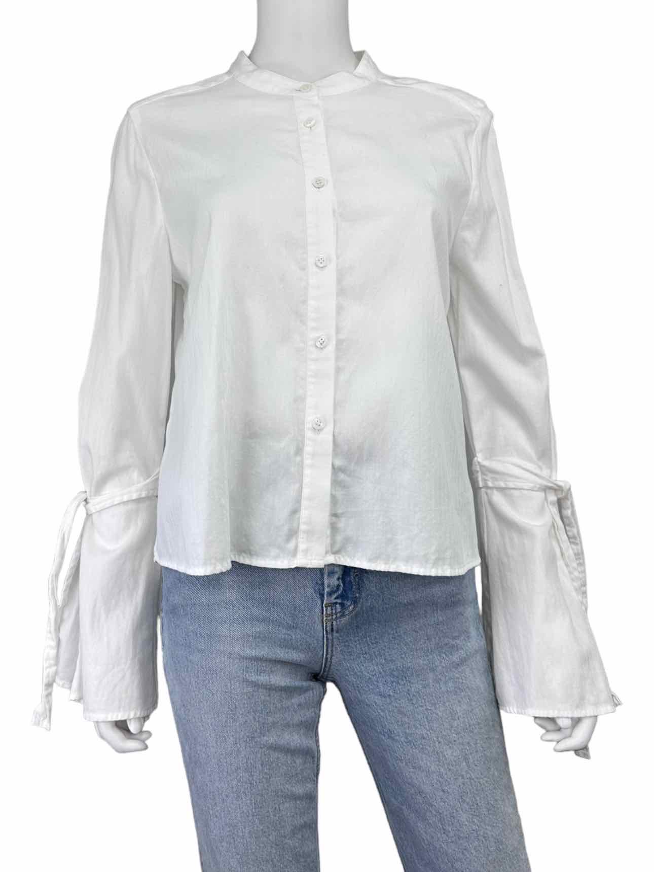 BCBGMAXAZRIA White 100% Cotton Button-Down Shirt Size M