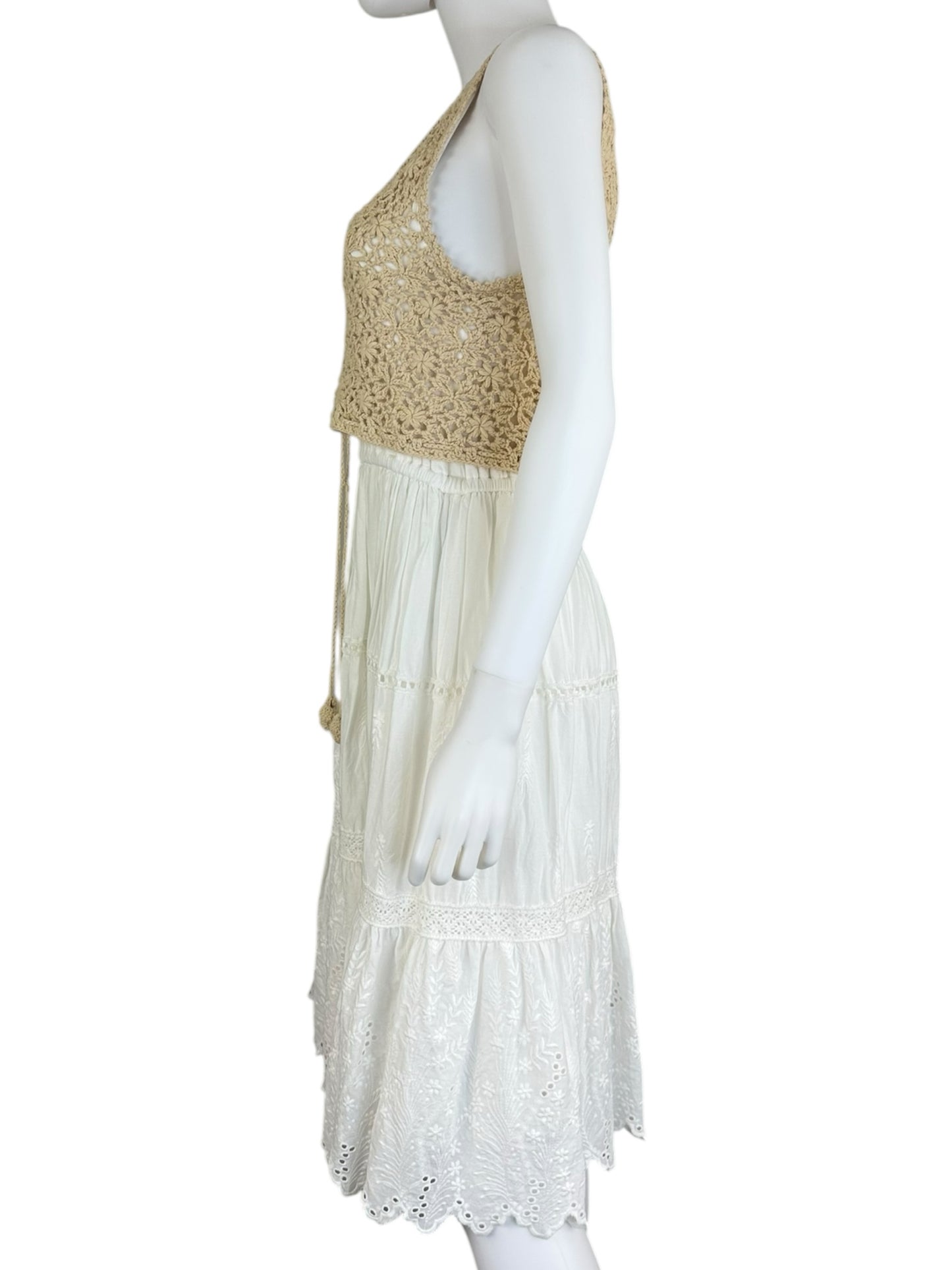anthropologie Cream Crochet Eyelet Sundress Size S