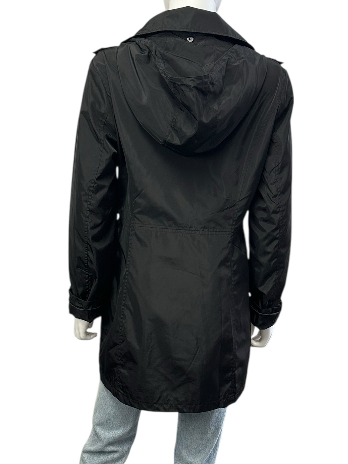 MICHAEL Michael Kors Black Hooded Raincoat Size M