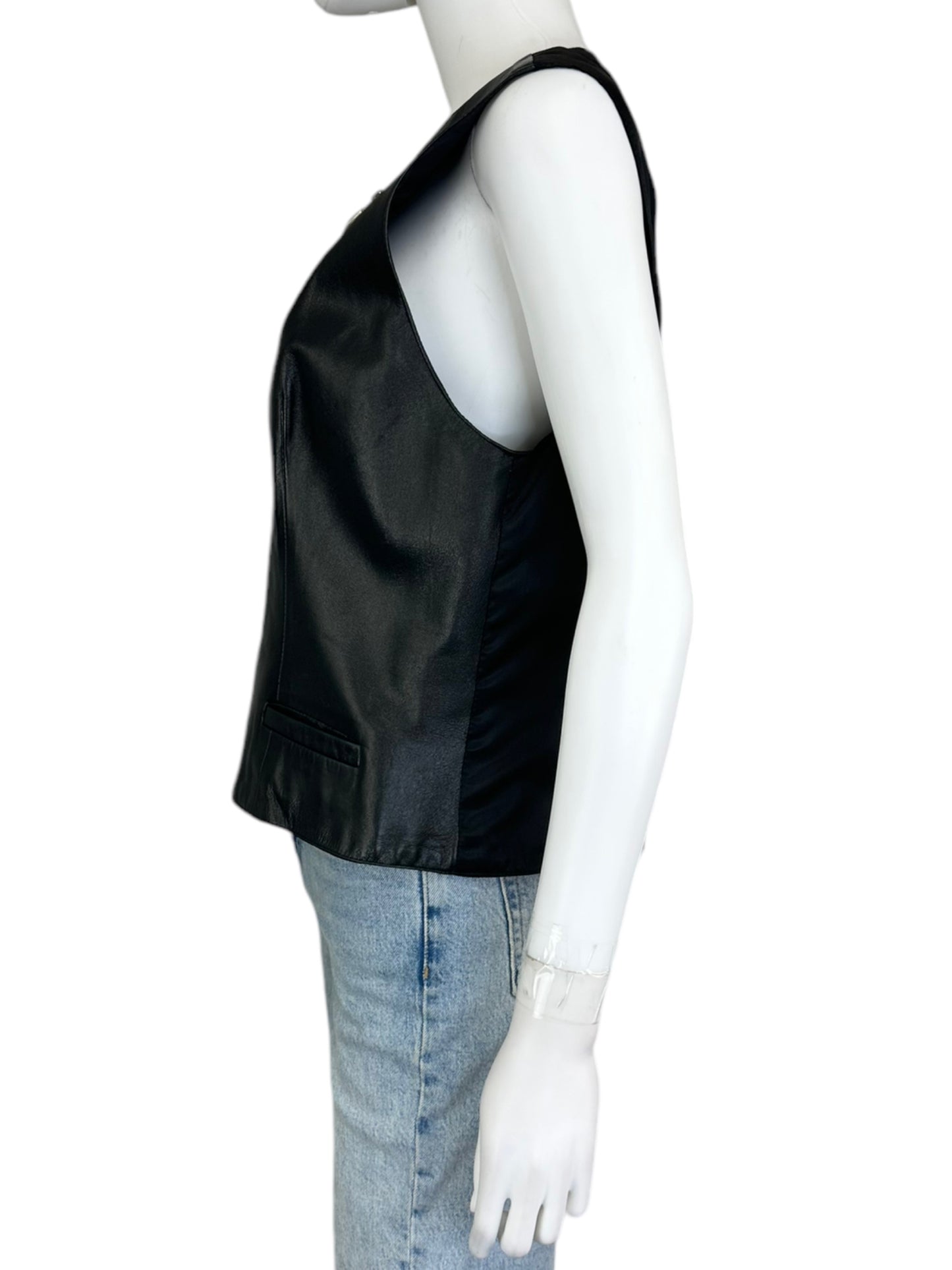 Brisa Black Genuine Leather Vest Size 14