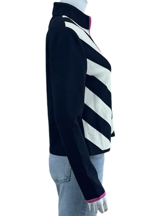 St. John Black Striped Knit Jacket Size 8