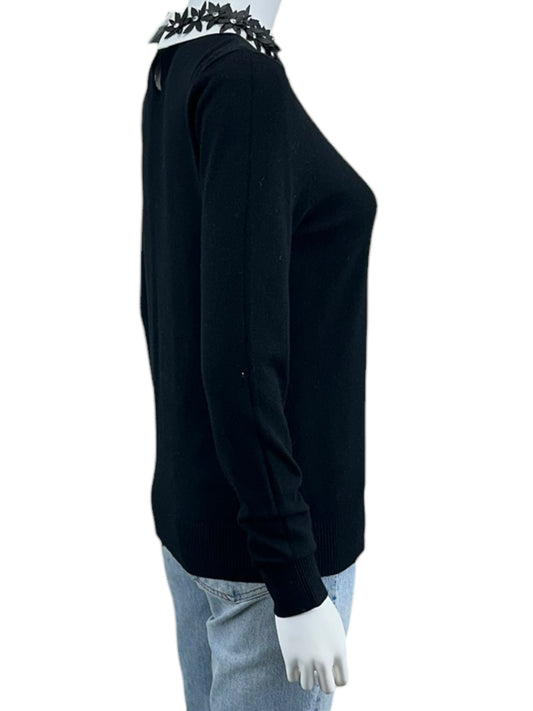 Sioni NWT Black Floral Embellished Sweater Size M