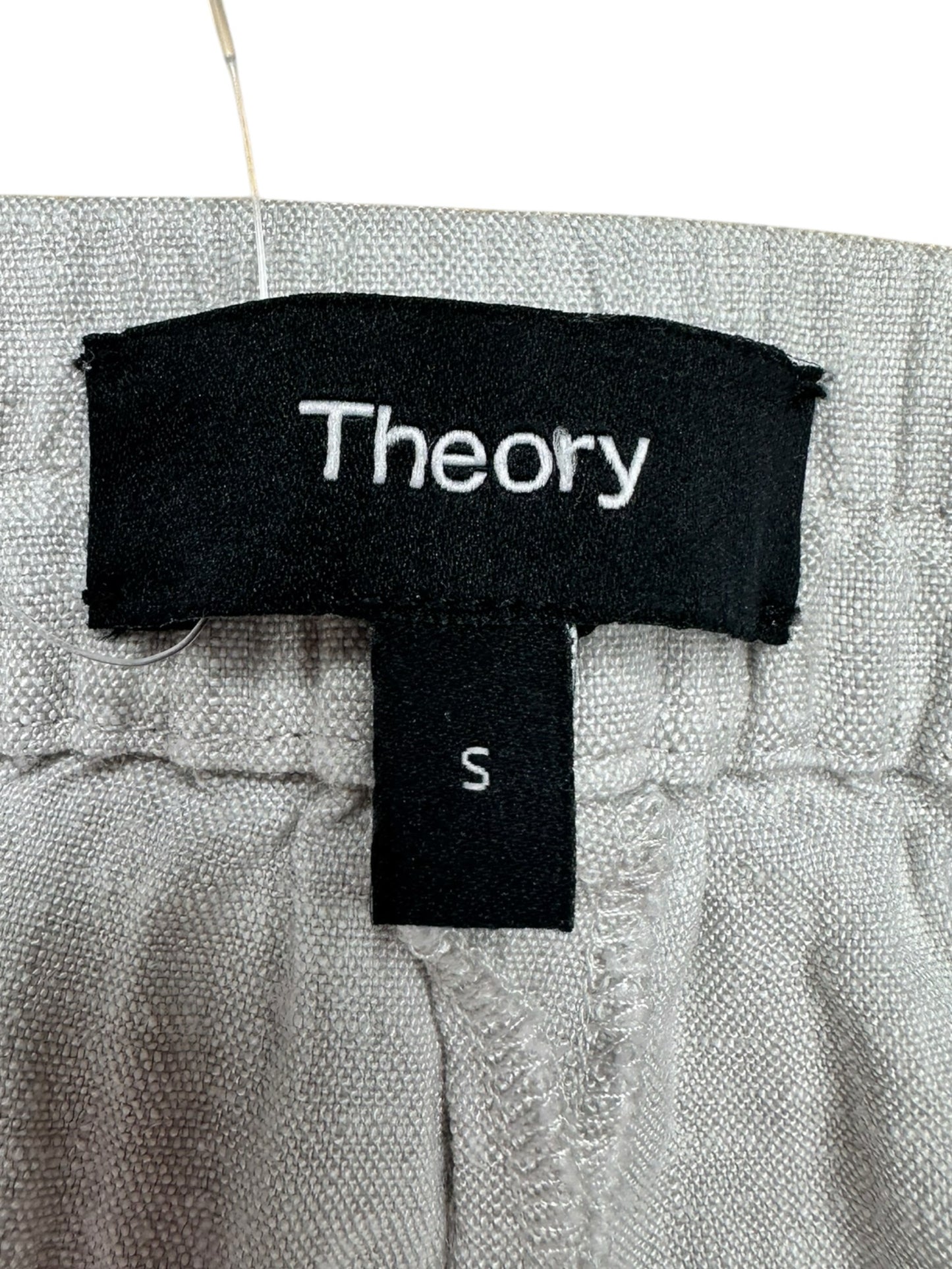 Theory Grey 100% Linen Cropped Pants Size S