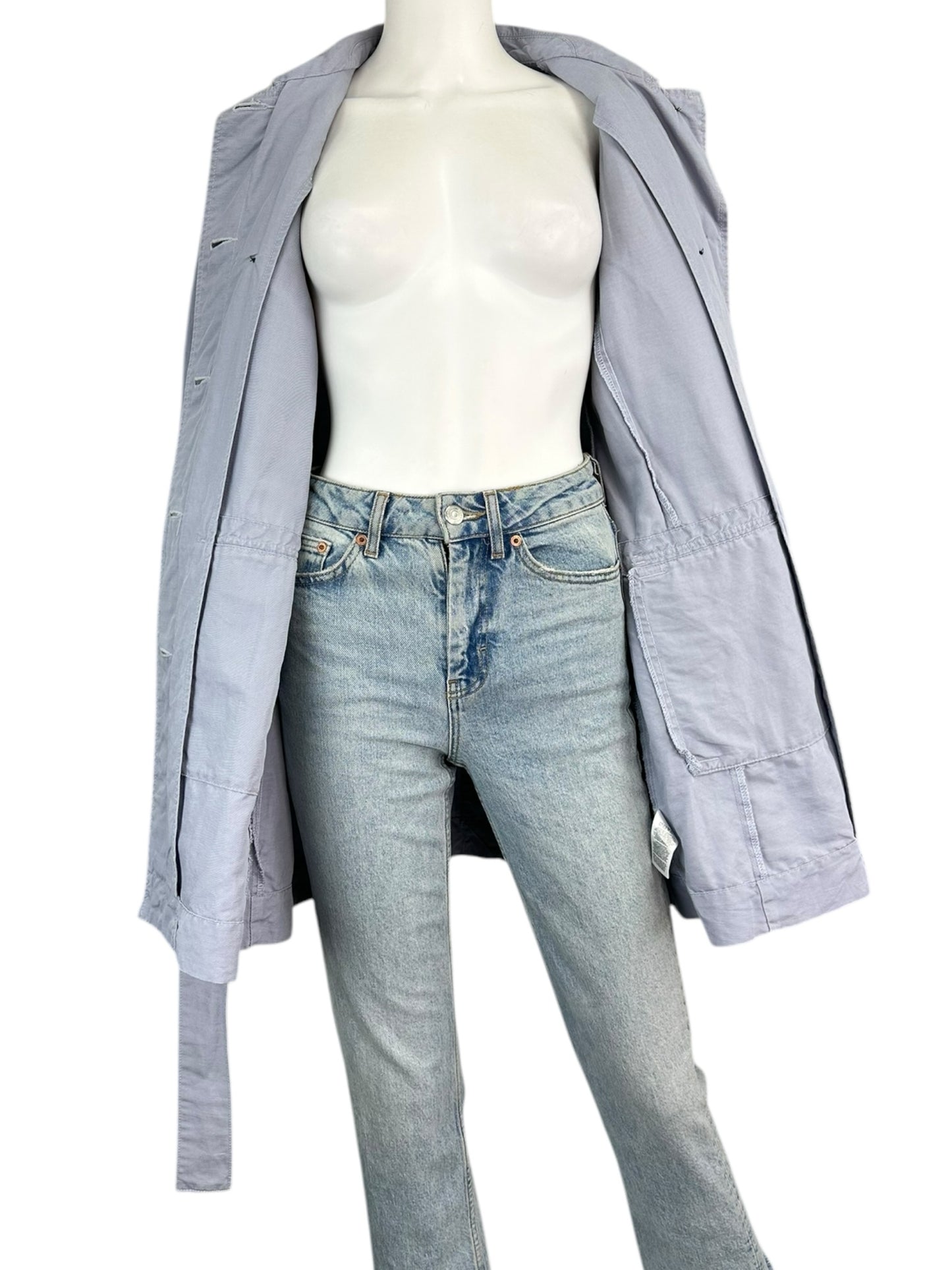 cabi Pastel Blue TANNER Trench Coat Size M