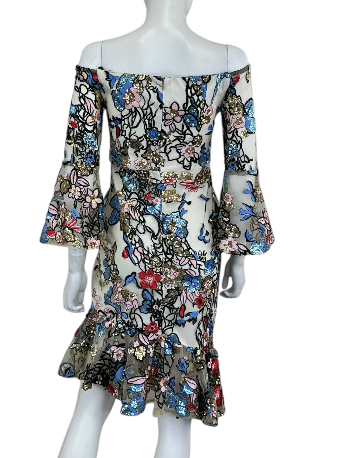 Alexia Admor NWT Multicolor Sequin Asymmetrical Midi Dress Size 6