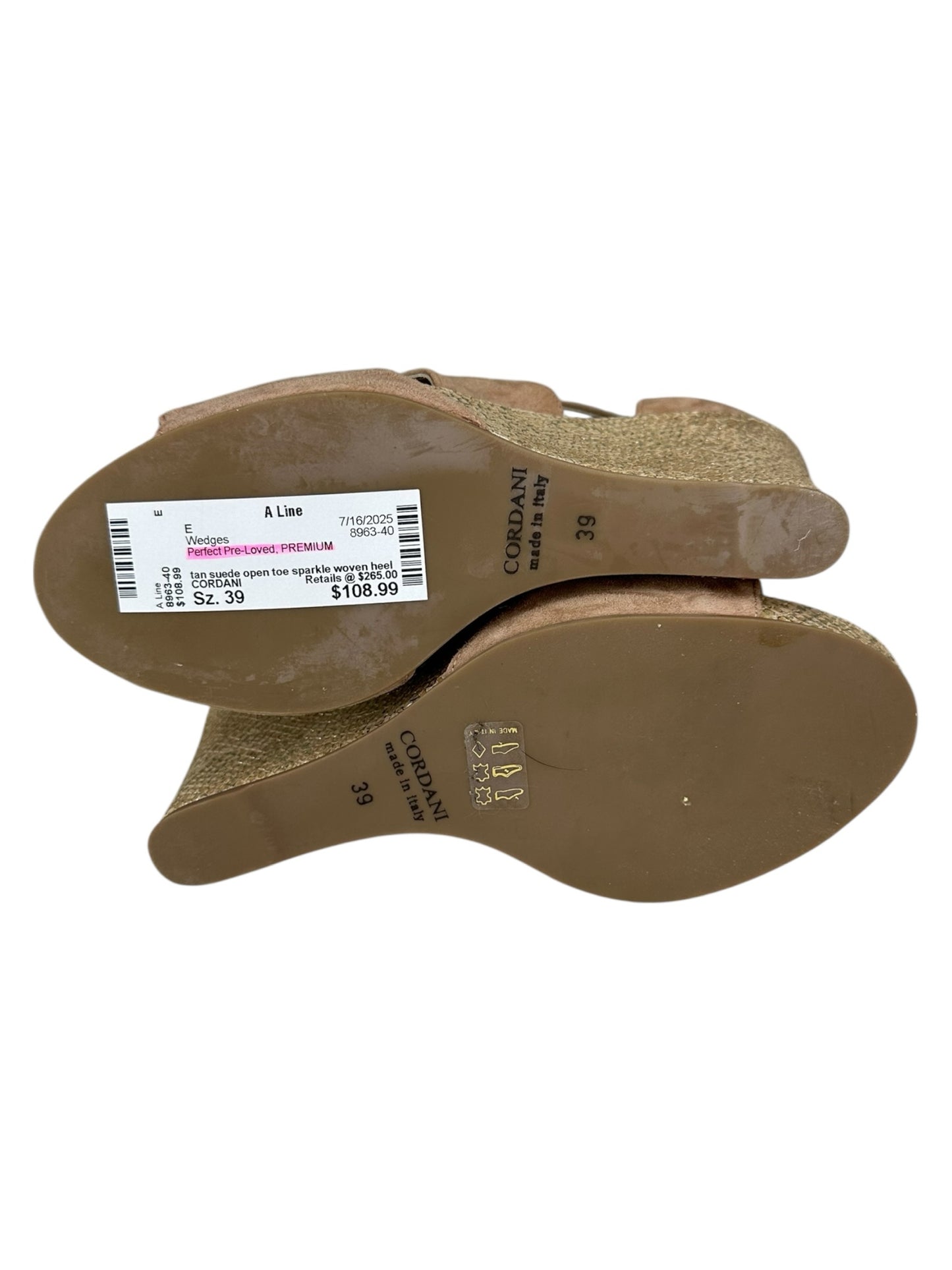 CORDANI Brown Suede Shimmer RAVI Platform Sandal Size 39