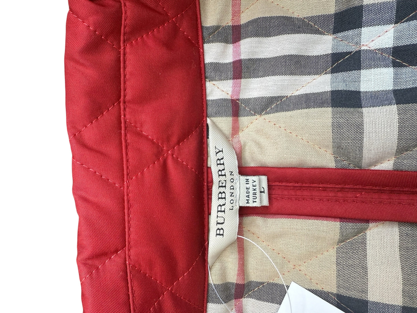 BURBERRY Red Quilted Nylon Barn Jacket Size L