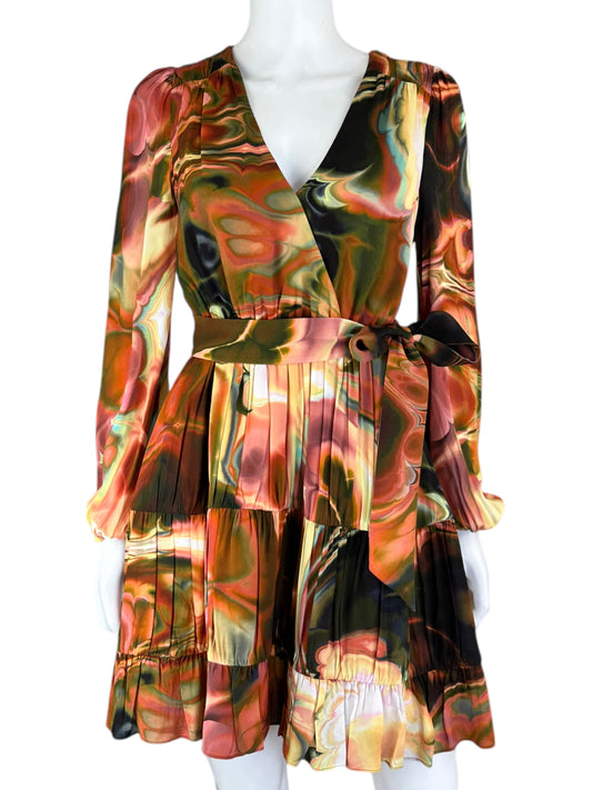 MARIE OLIVER Multicolor Marble Print Mini Dress Size XS