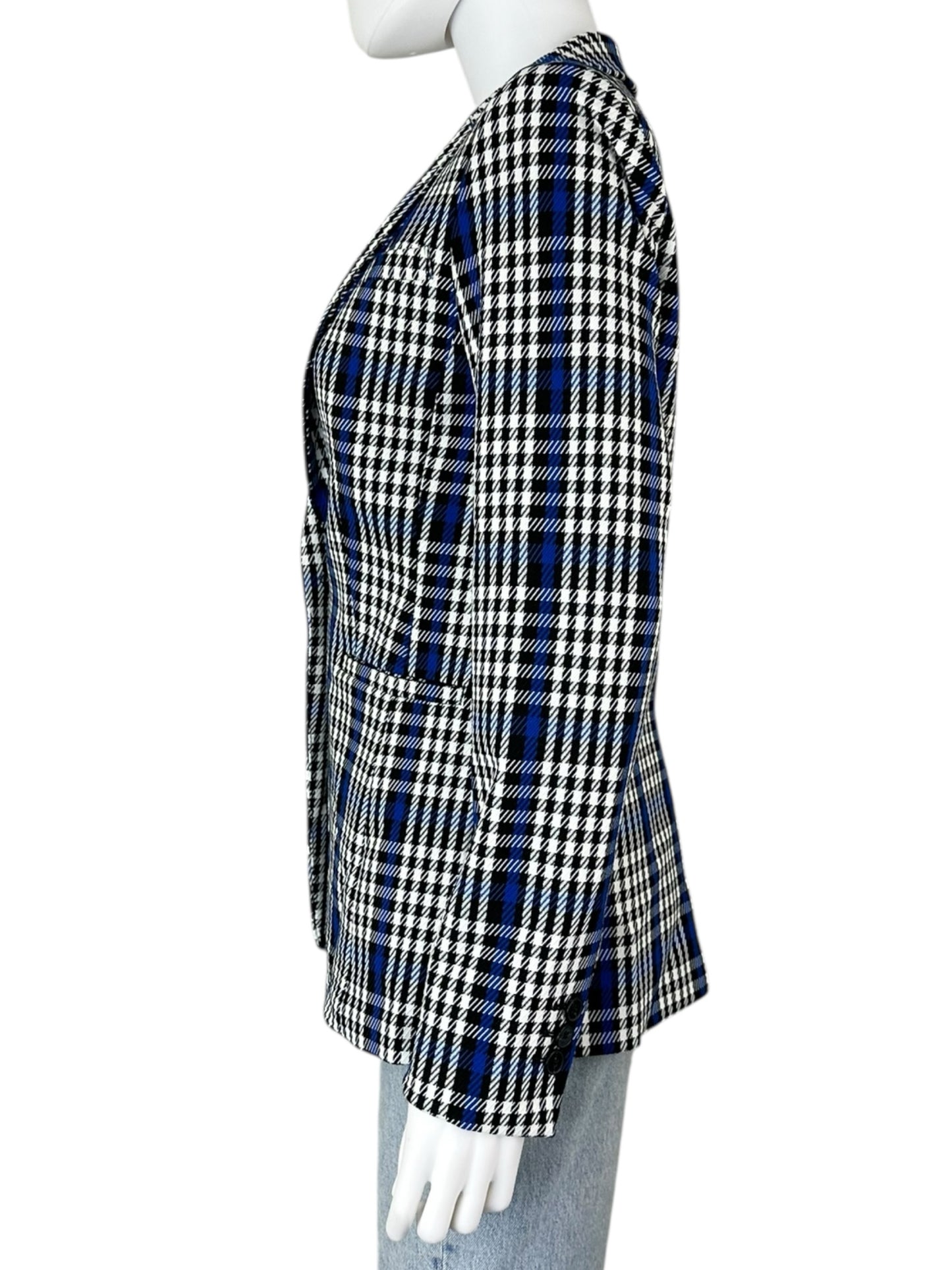 BANANA REPUBLIC Blue Plaid Long and Lean Blazer Size 4