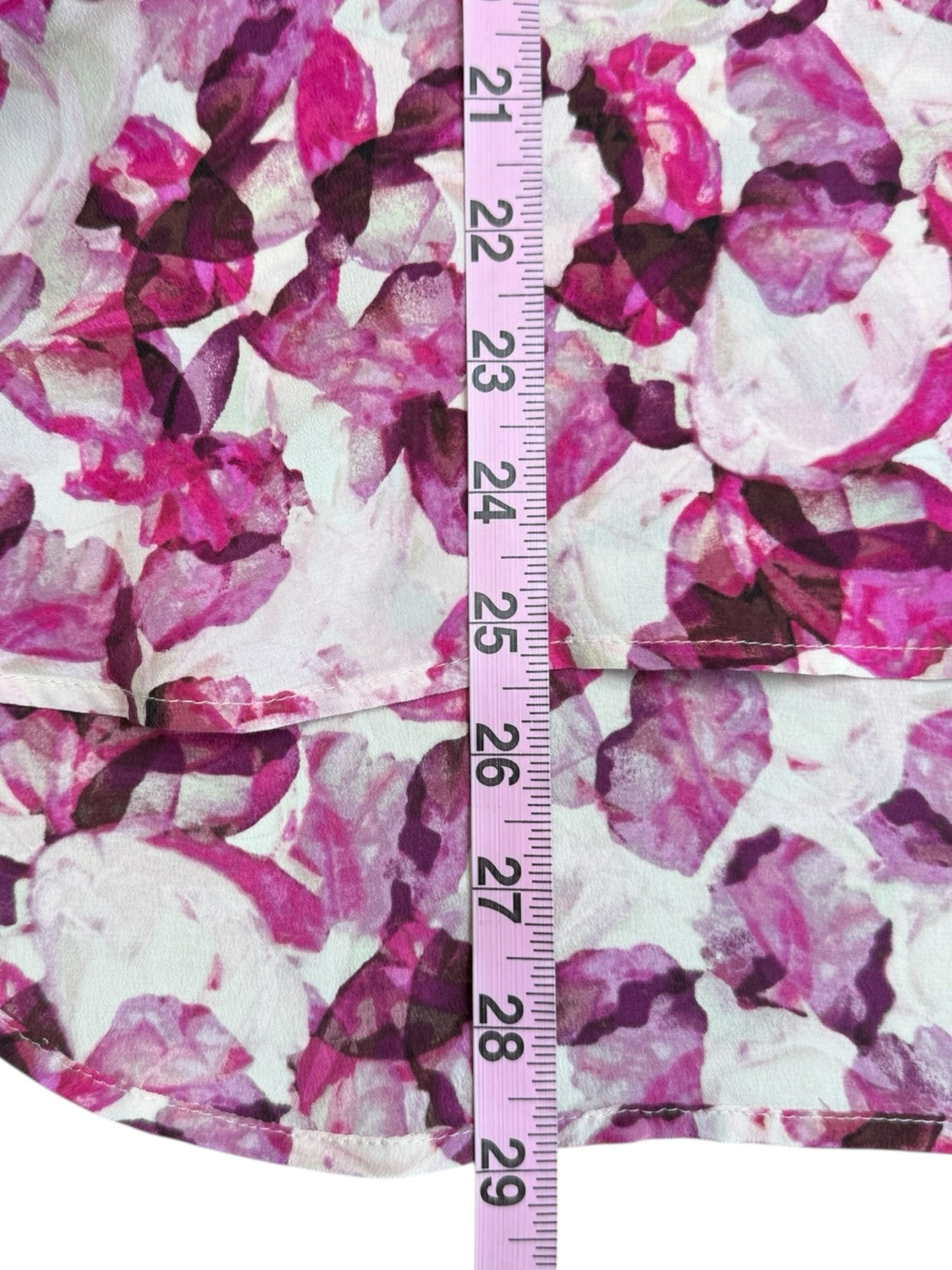 MAX STUDIO Pink 100% Silk Floral Print Blouse Size S