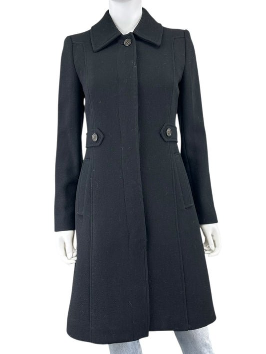 J. Crew Black Italian Double Cloth Wool Trench Size 2