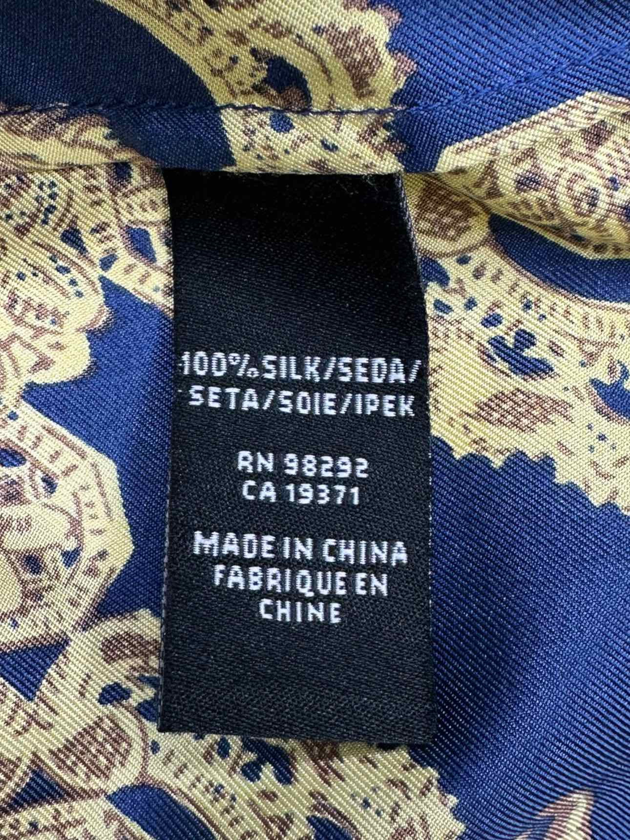 tibi 100% Silk Navy Silk Print Popover Top Size 10