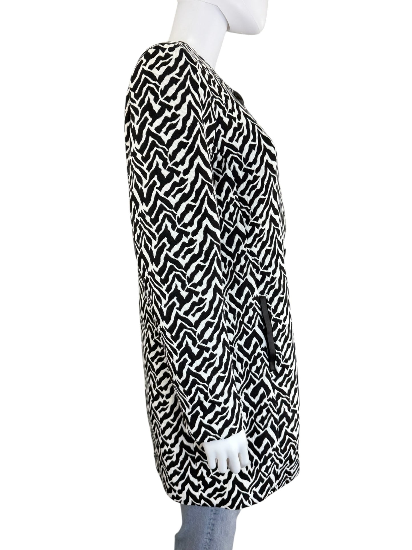 Chico's NWT Zebra Jacquard Topper Coat Size M