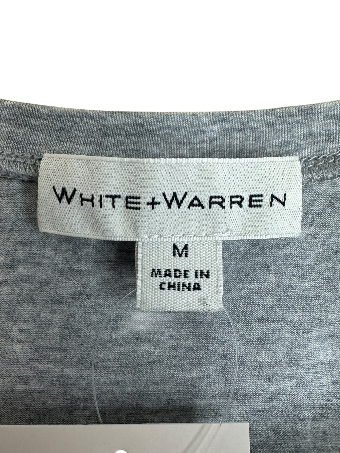 WHITE + WARREN Gray V-Neck Top Size M