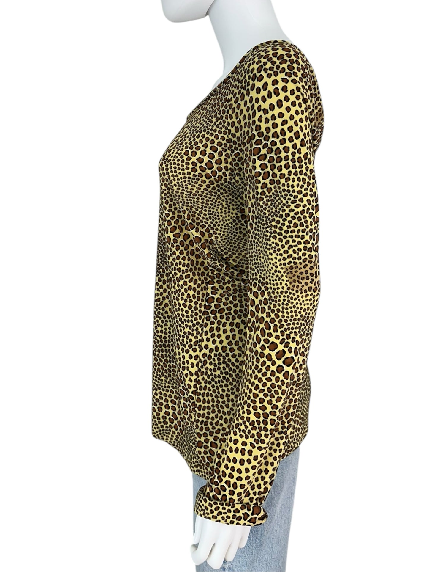 Norma Kamali Brown Leopard Print Knit Top Size L