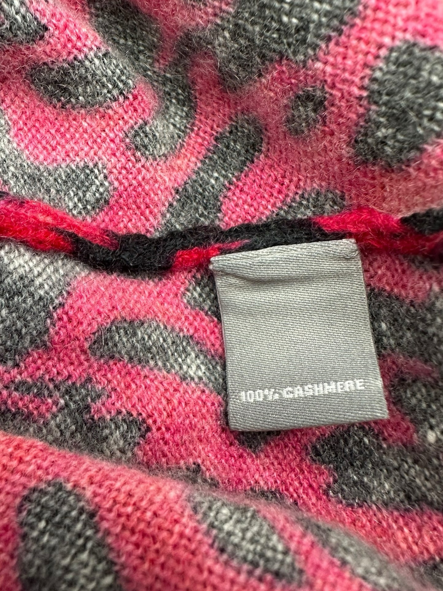Neiman Marcus Red 100% Cashmere Leopard Print Sweater Size S