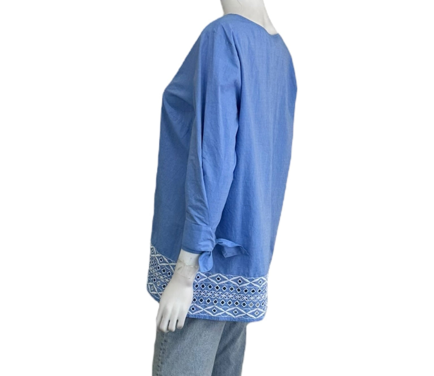 Talbots Blue 100% Cotton Blouse Size L
