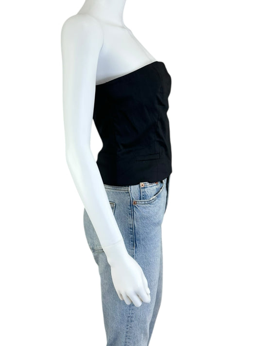 Vintage NWT Black Strapless Blouse Size M