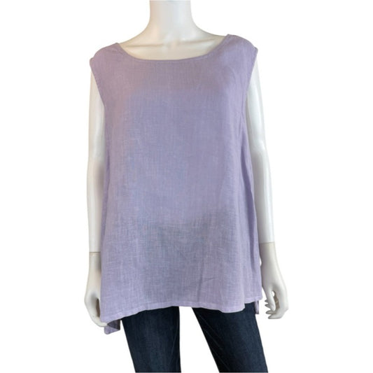 BRYN Walker Lilac 100% Linen Tank Size XL