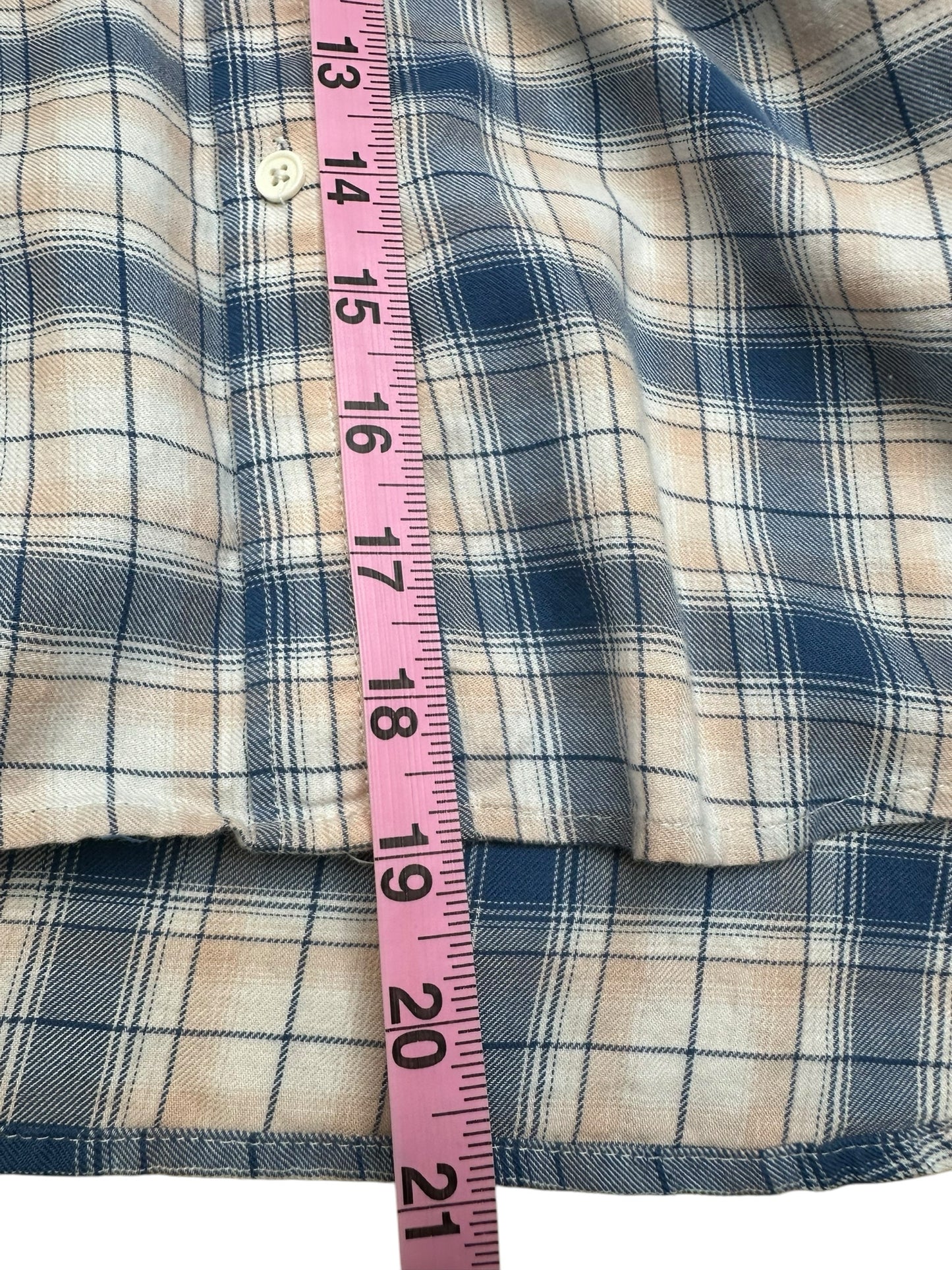PAIGE 100% Cotton Blue Plaid Button-Down Size M