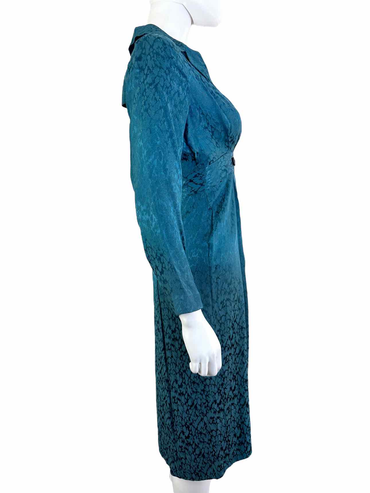 NWT Anthropologie Dark Teal Green Satin Wrap Dress Size 0