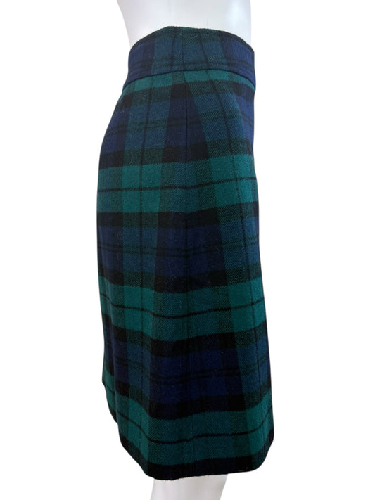 J. Crew Blue Tartan Plaid Pencil Skirt Size 14