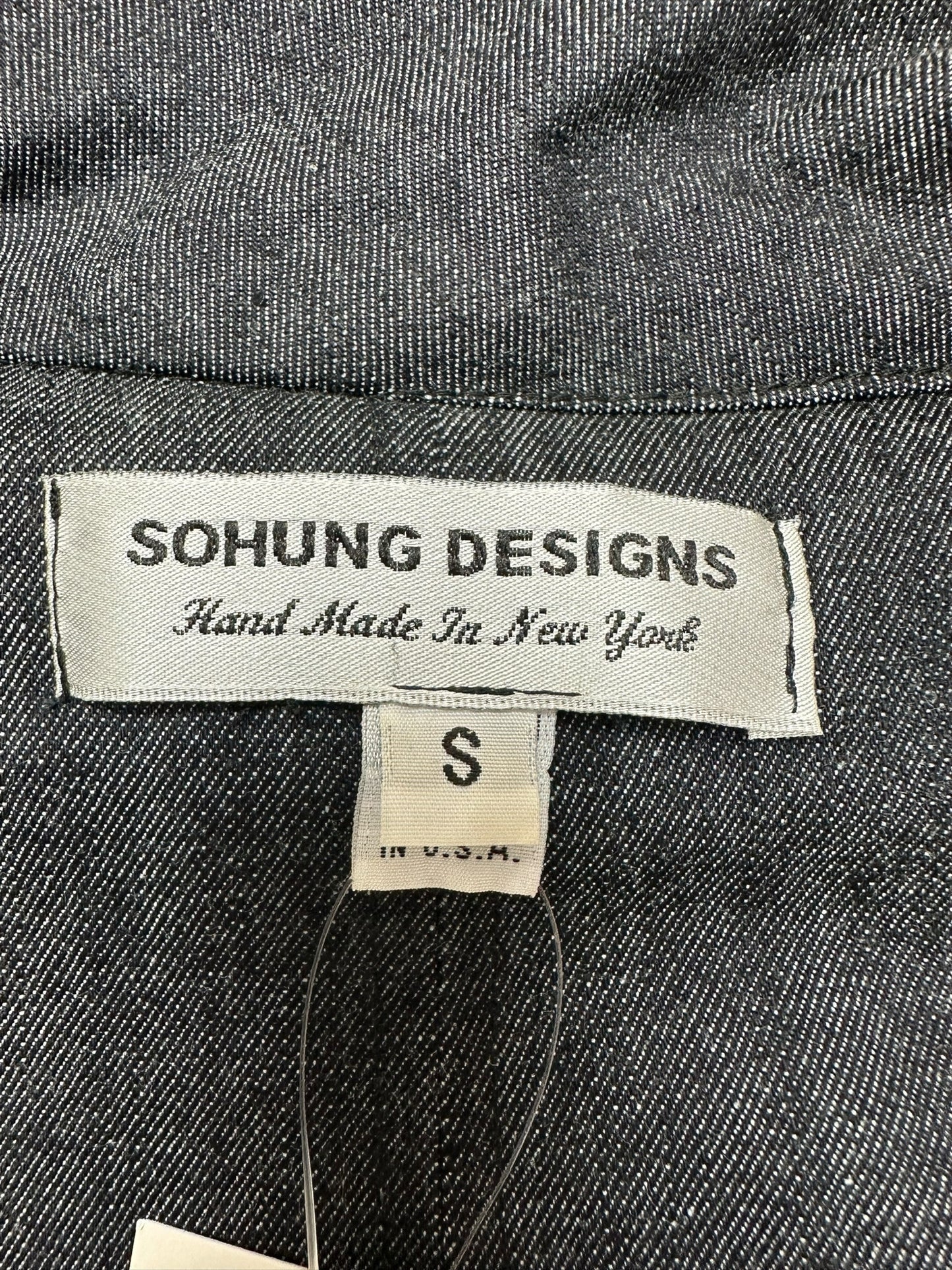 SOHUNG DESIGNS Blue Distressed Denim Jacket Size S