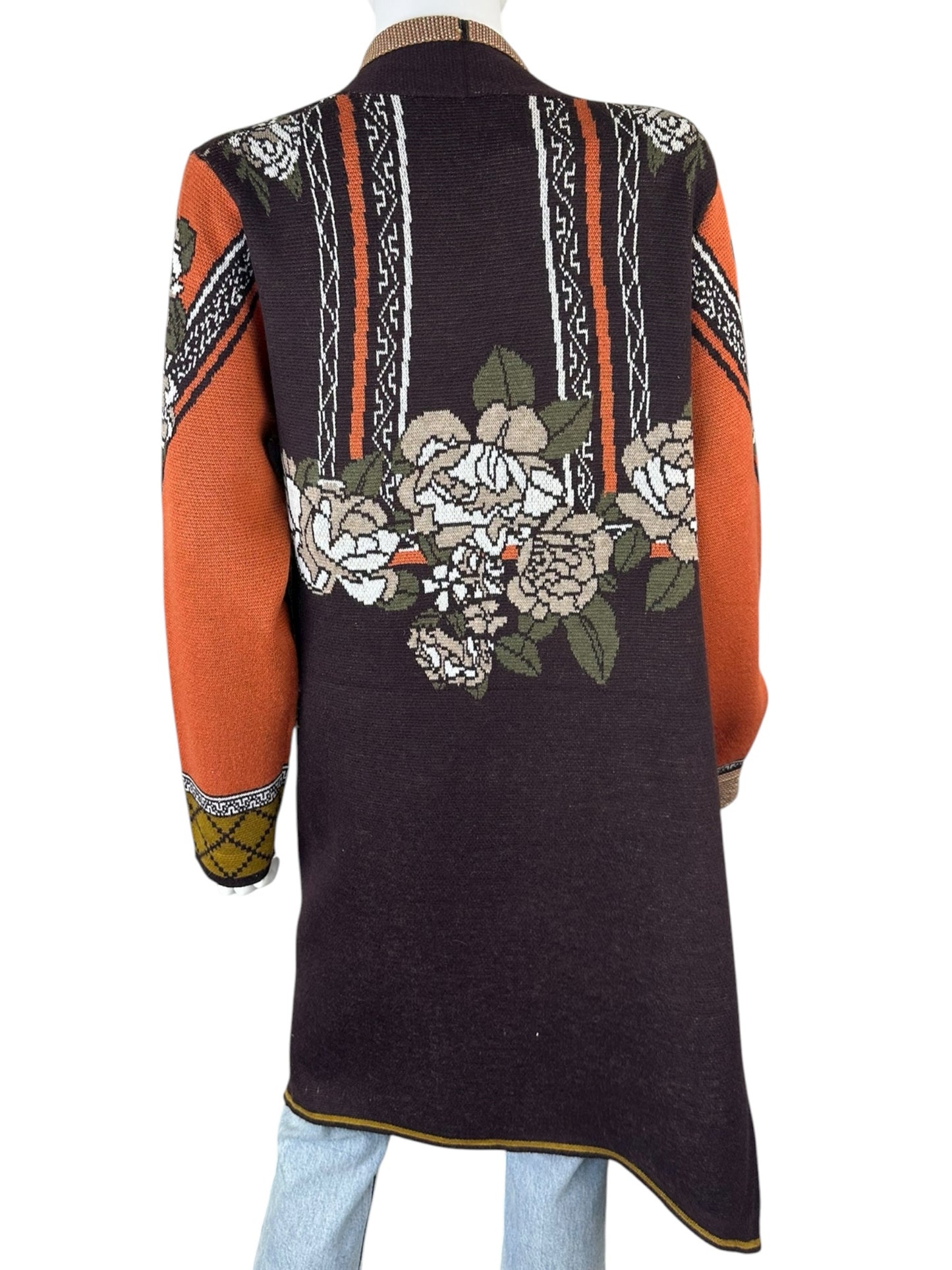 MAXSPORT Brown Floral Duster Cardigan Size L