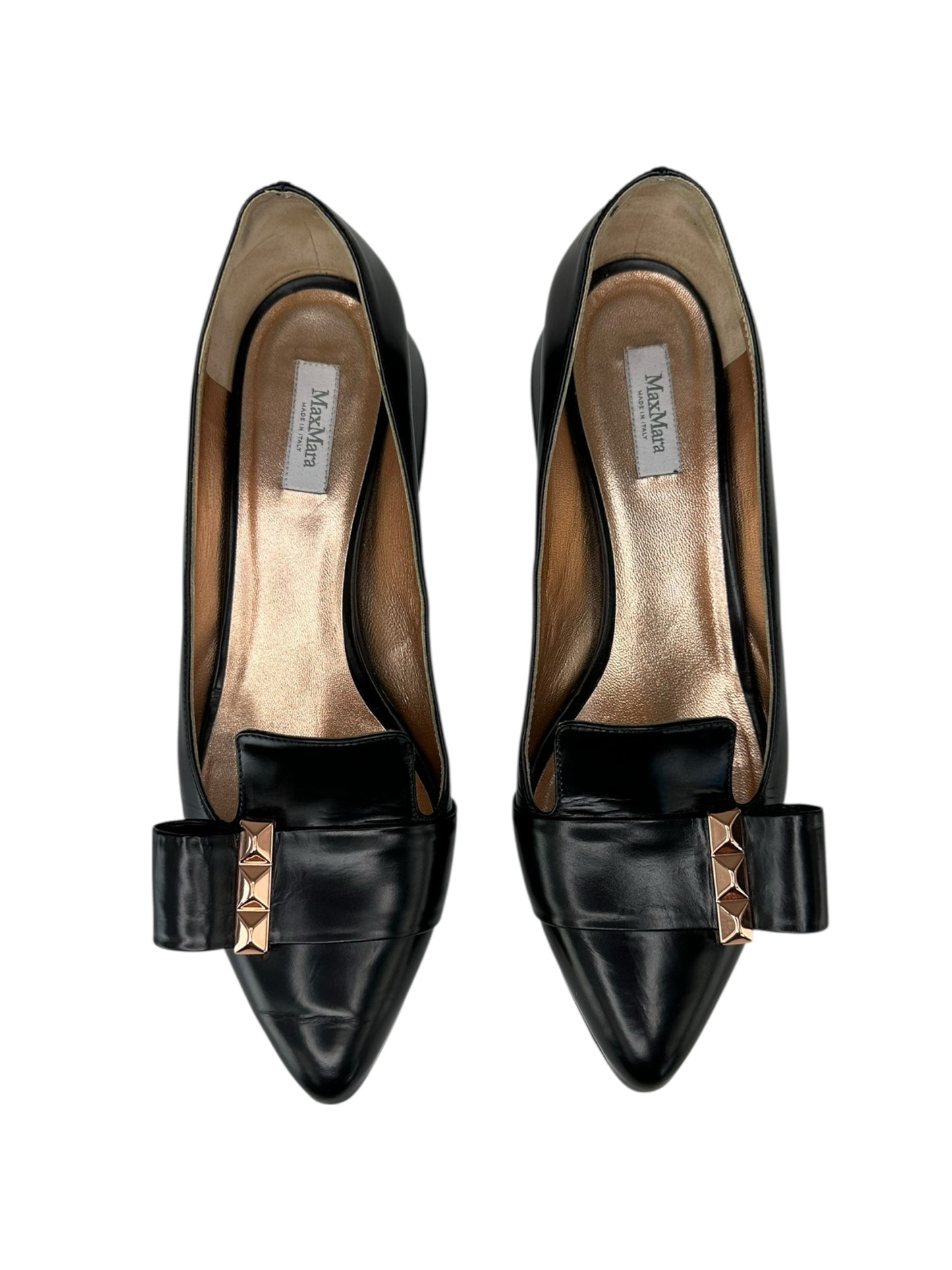 Max Mara Black Leather Colomba Pumps Size 39