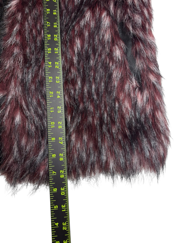 Via Spiga Burgundy Faux Fur Vest Size XL