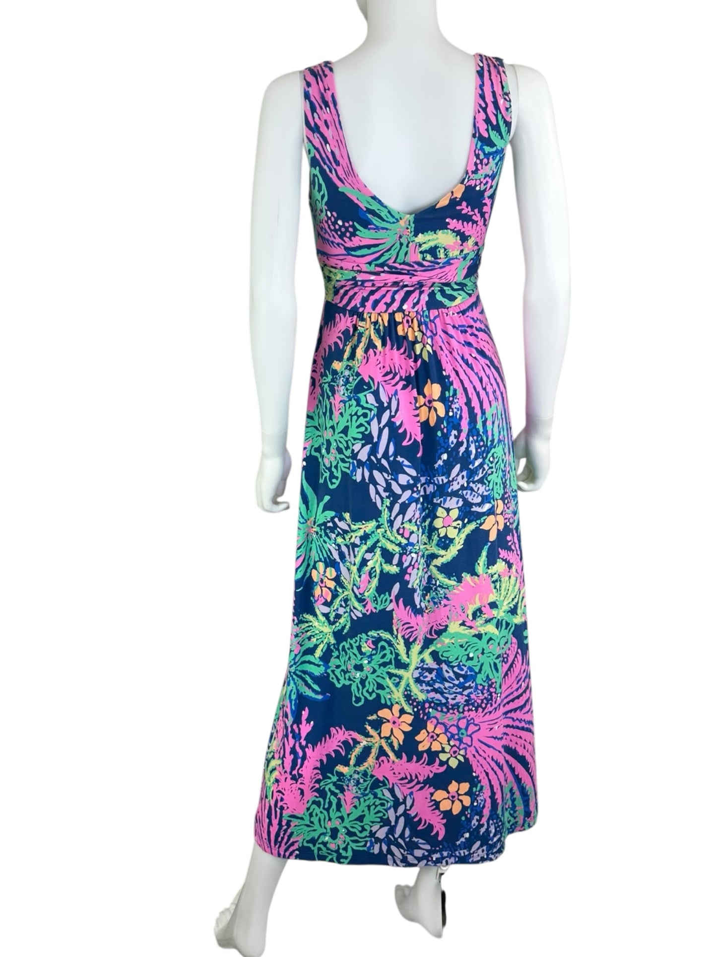 Lilly Pulitzer Blue Coral Print Maxi Dress Size S