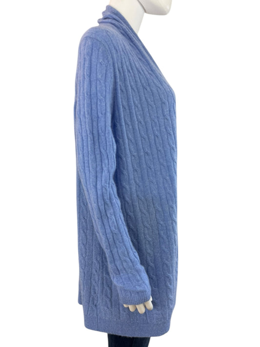 WHITE + WARREN Blue 100% Cashmere Sweater Cardigan Size L