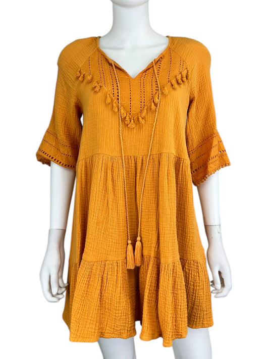 eri + ali Orange Mini Gauze Dress Size SP