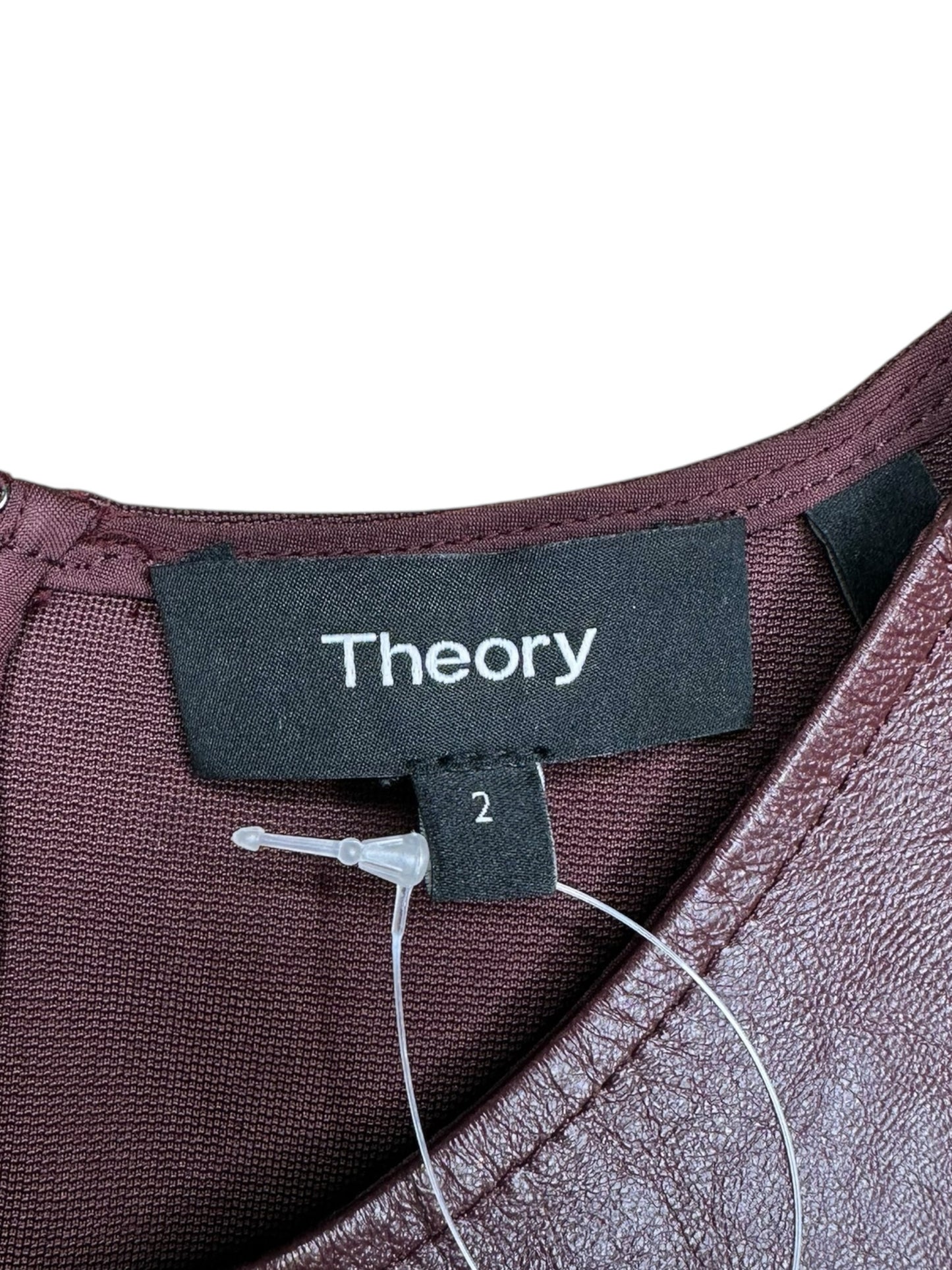 Theory 100% Lamb Leather Burgundy Tank Size 2