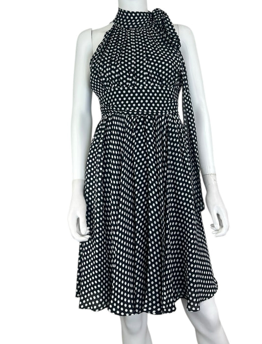 MILLY Black Polka Dot Halter Mini Dress Size 4