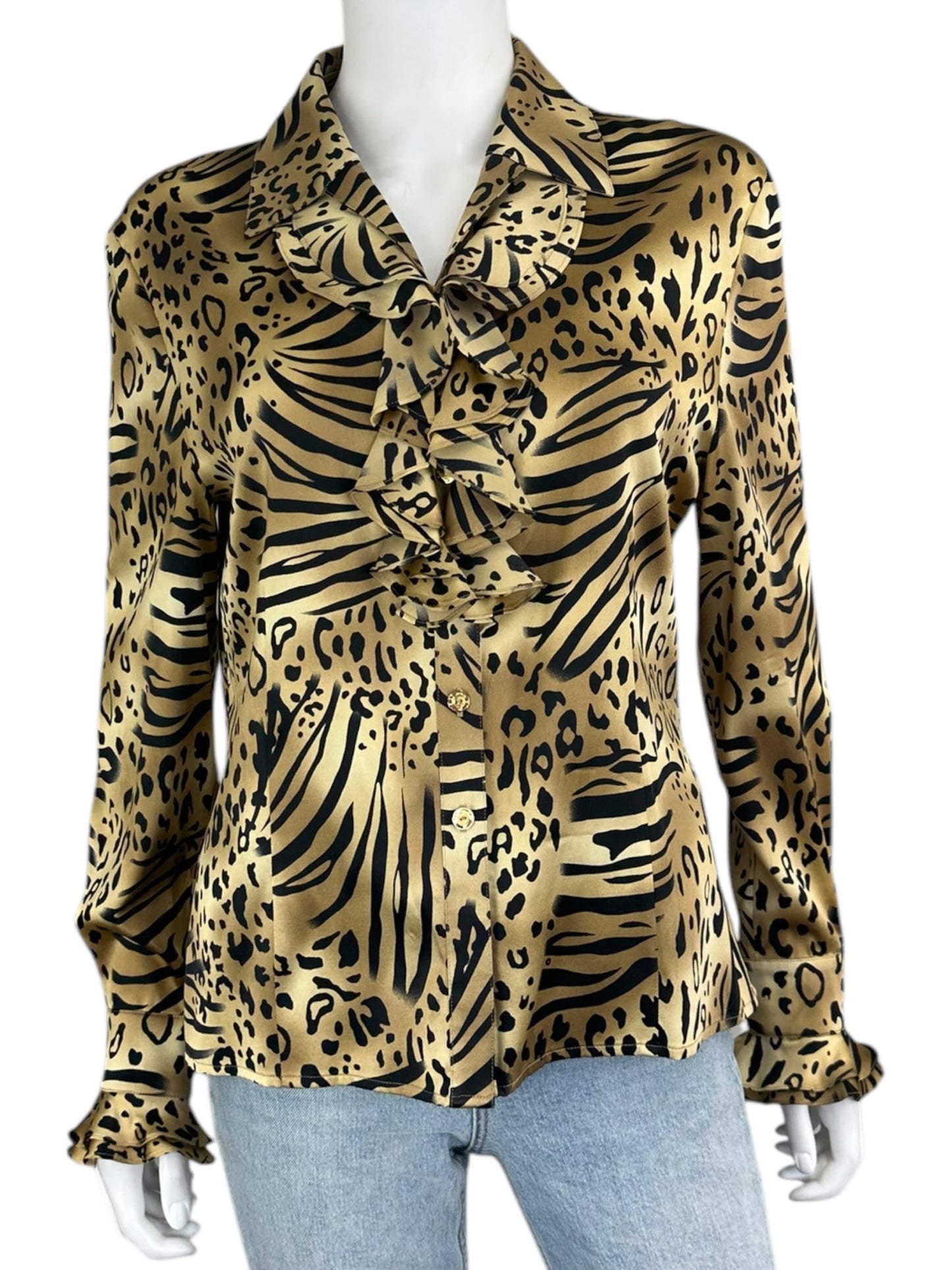 St John Animal Print Button Down Size S