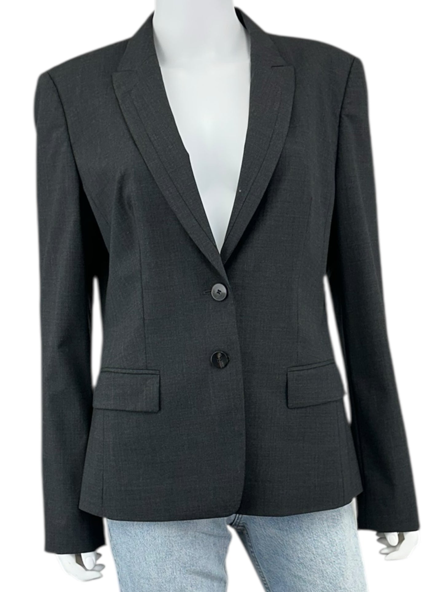 BOSS Gray Virgin Wool Pant Suit Size 10