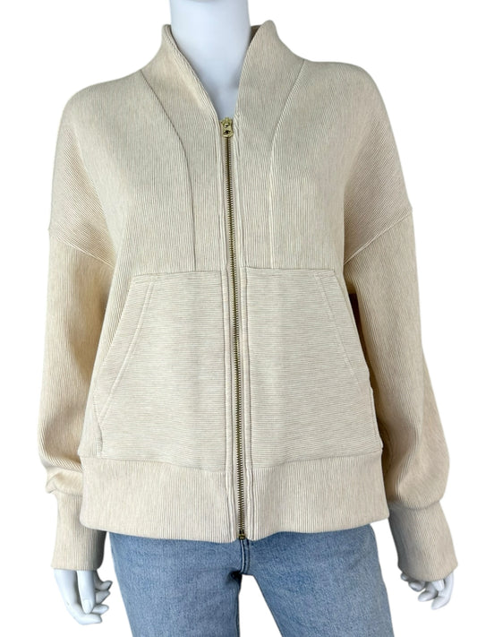VARLEY Cream Rosanne Zip Through Sweat Jacket Size M