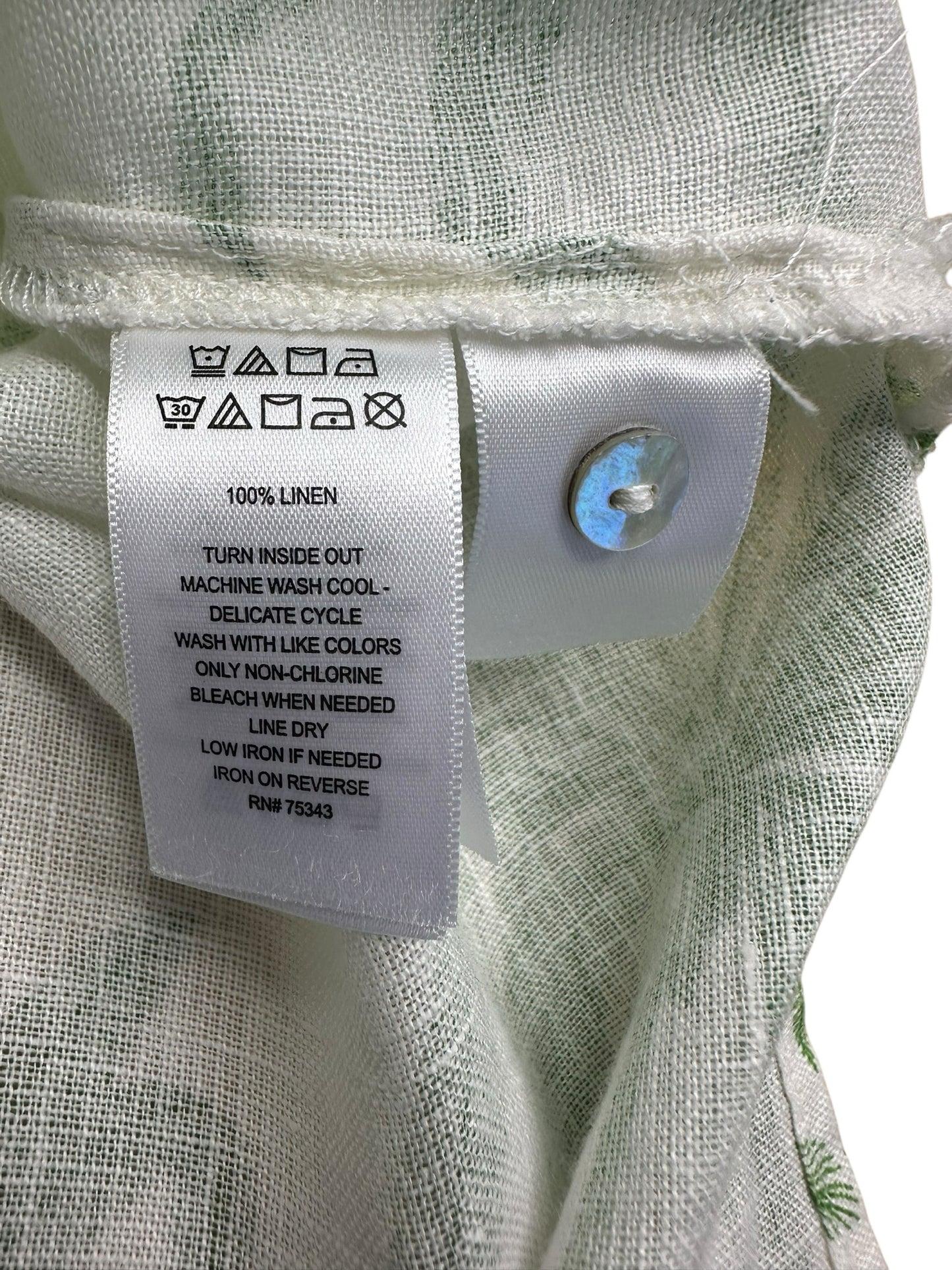 TAHARI Size Green Palm Linen Top 2X