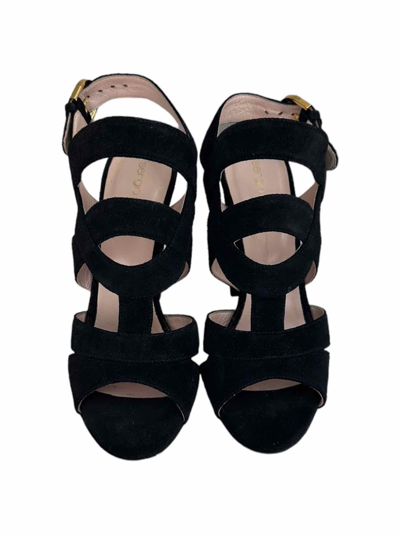 Sergio Rossi Black Suede Sandal Pump Size 38